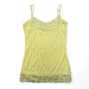 Y2K Baby Yellow Lace Trim Cami Top Tank Size S‎